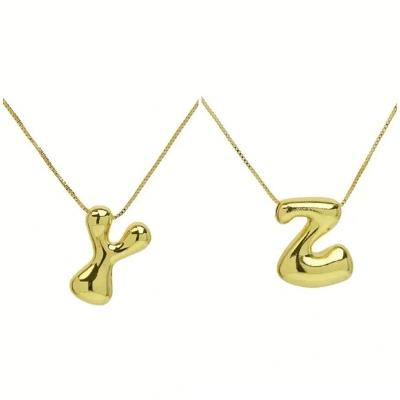 18K Gold Plated Bubble Letter Necklace - Picture 11 of 11